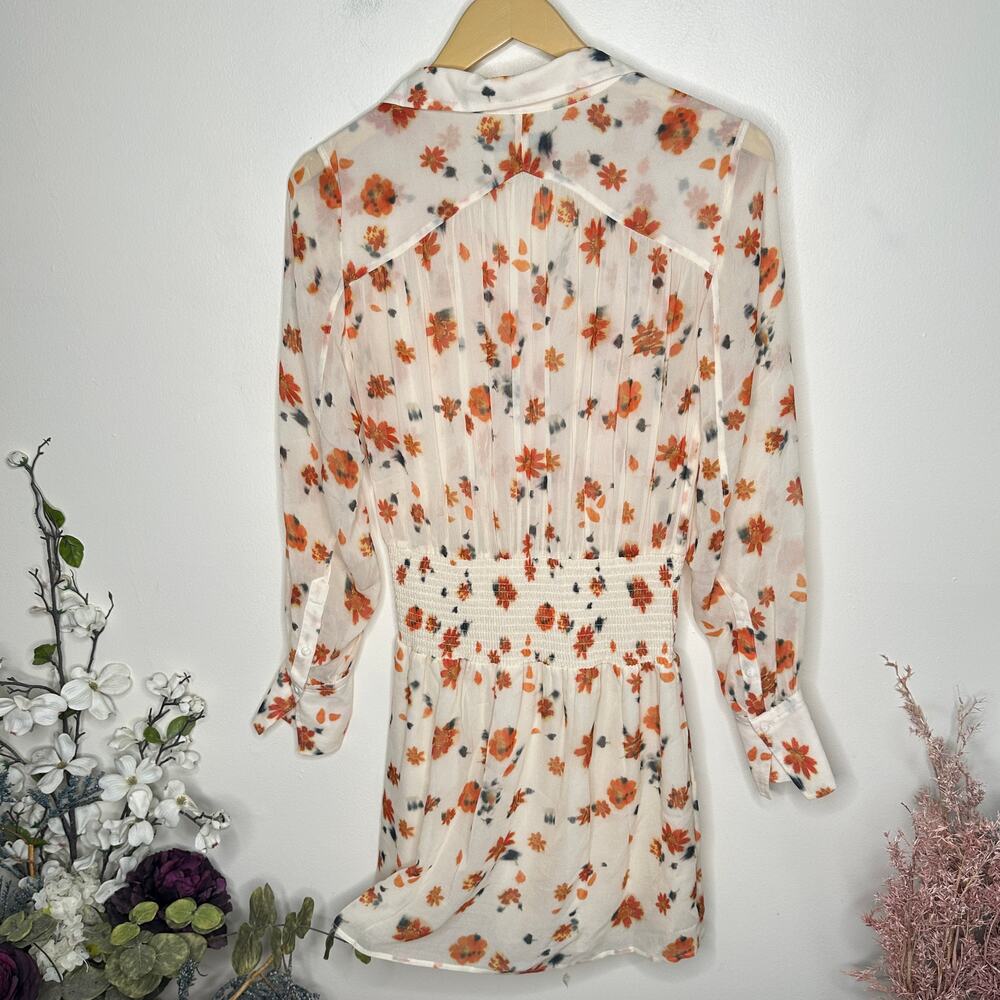 RAG & BONE Bailey Floral Smocked Dress Autumn Crisp Sz XXS $485 {LL1} - Picture 6 of 8